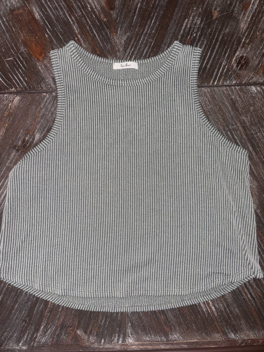 Tres Bien Gray Ribbed Tank Top